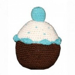 JOUET CUPCAKE BLEU EN CROCHET ORGANICC