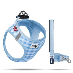 Set Harnais et Laisse Veste Air-Mesh Caro – Bleu Ciel