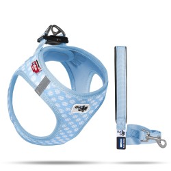 Set Harnais et Laisse Veste Air-Mesh Circle – Bleu Ciel