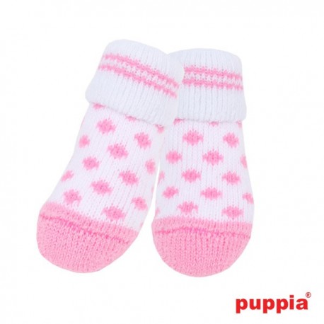 Chaussettes Polka blanches et roses